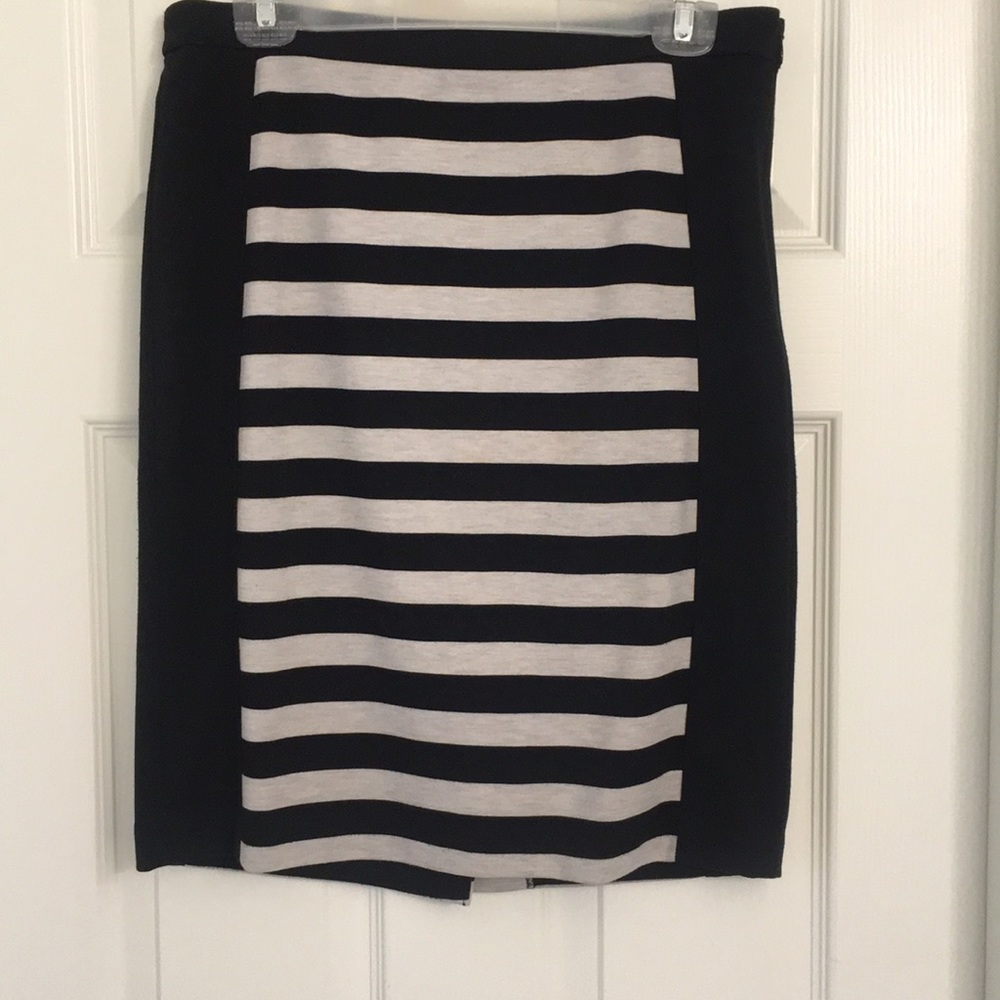 Black and cream striped pencil skirt